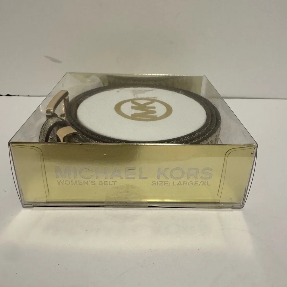 Michael Kors Two Tone Gold Monogram Belt Women’s Size L/XL Gold Plated Hardware - Picture 5 of 10